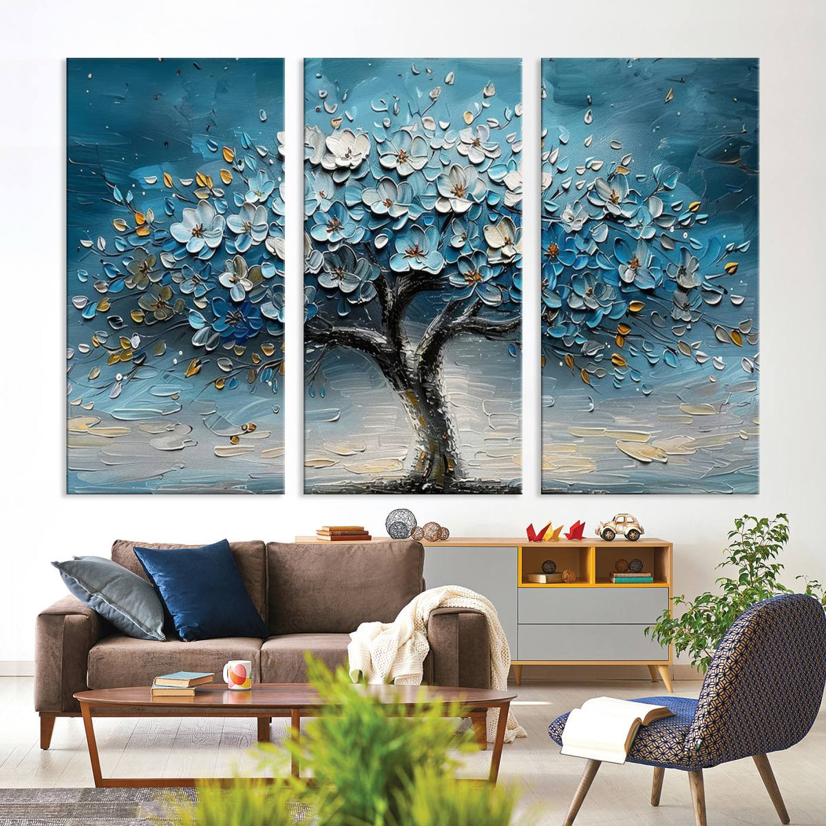 Abstract Blooming Tree Wall Art Canvas Print – Floral Modern