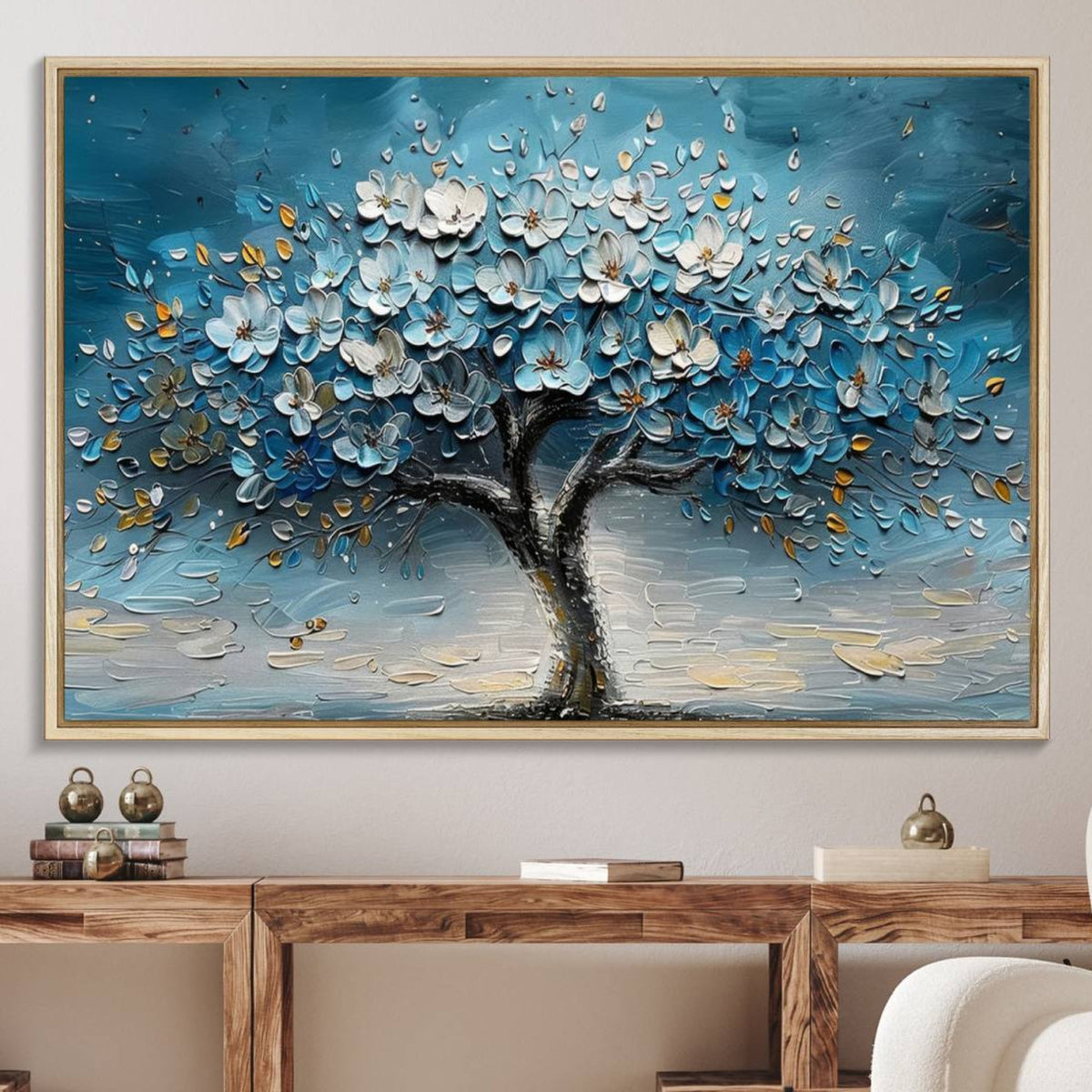Abstract Blooming Tree Wall Art Canvas Print – Floral Modern