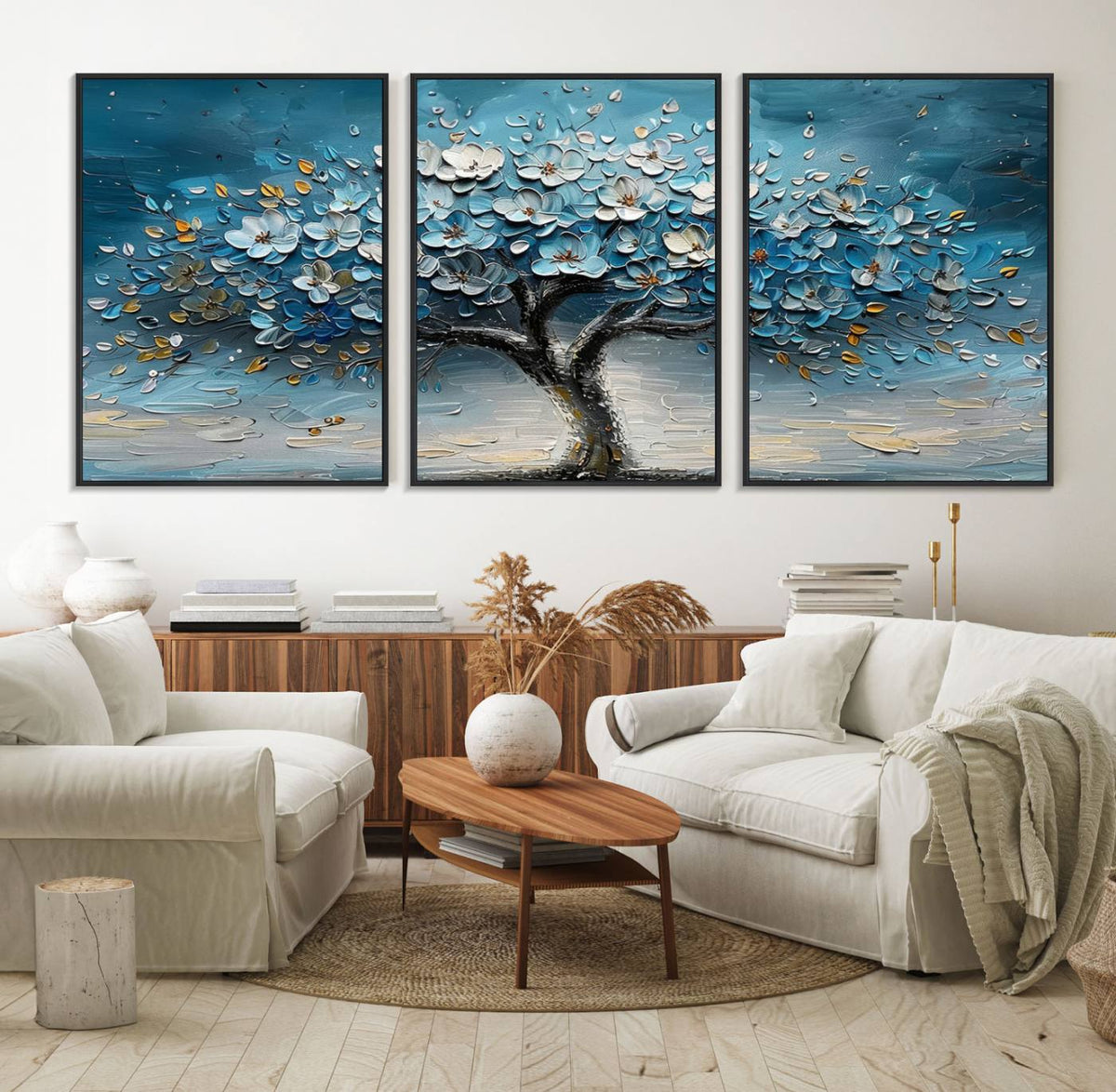 Abstract Blooming Tree Wall Art Canvas Print – Floral Modern