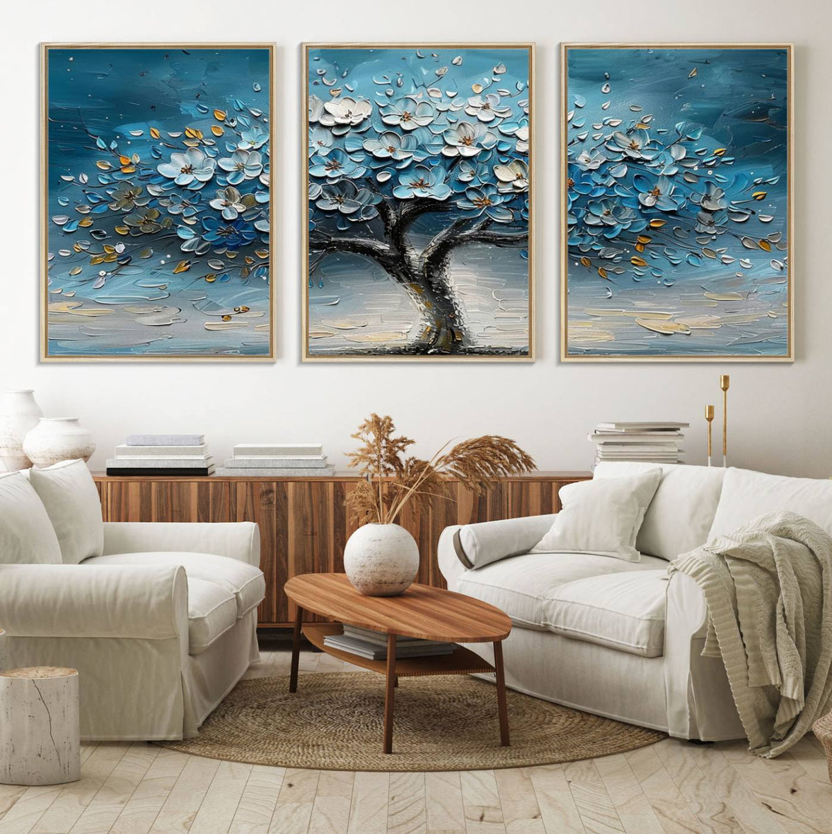 Abstract Blooming Tree Wall Art Canvas Print – Floral Modern