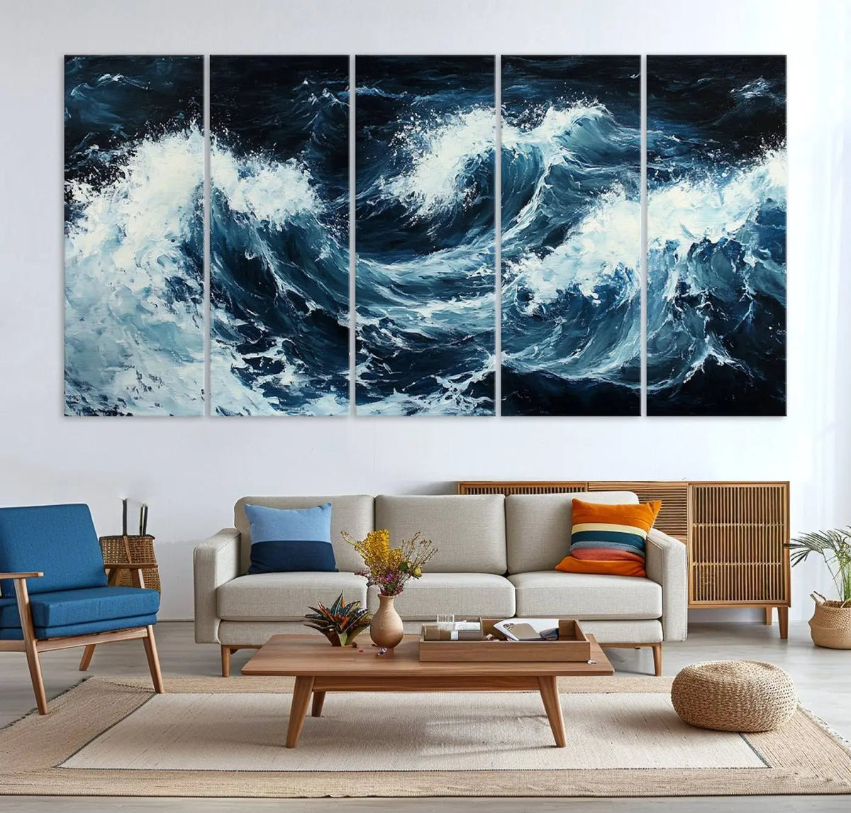 Abstract Ocean Waves Wall Art Canvas Print – Dynamic Stormy