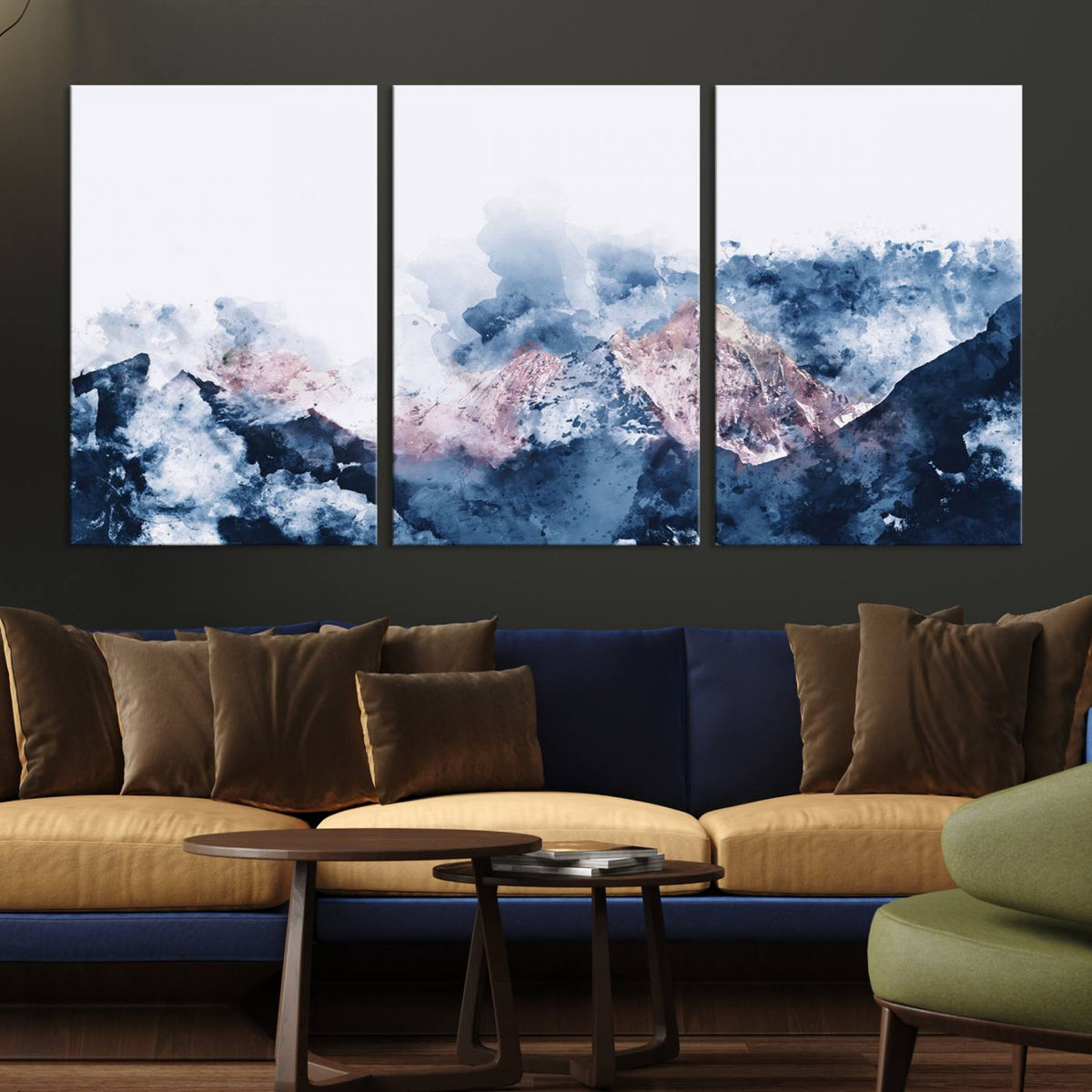 Abstract Watercolor Mountain Landscape Art Canvas Print