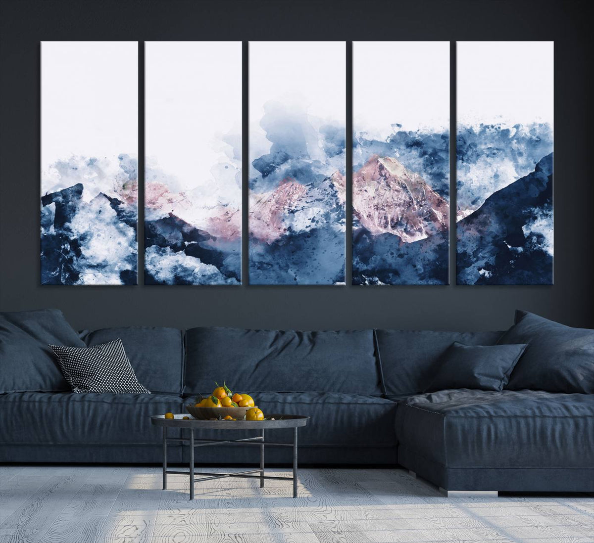 Abstract Watercolor Mountain Landscape Art Canvas Print
