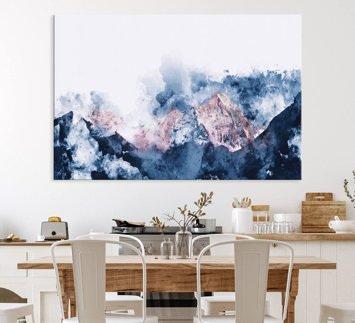 Abstract Watercolor Mountain Landscape Art Canvas Print