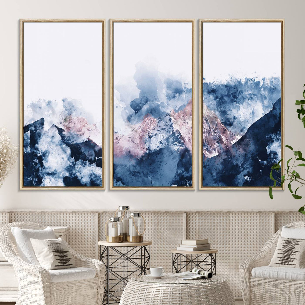 Abstract Watercolor Mountain Landscape Art Canvas Print