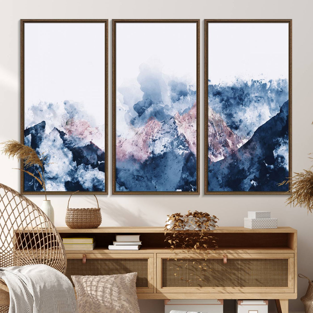 Abstract Watercolor Mountain Landscape Art Canvas Print