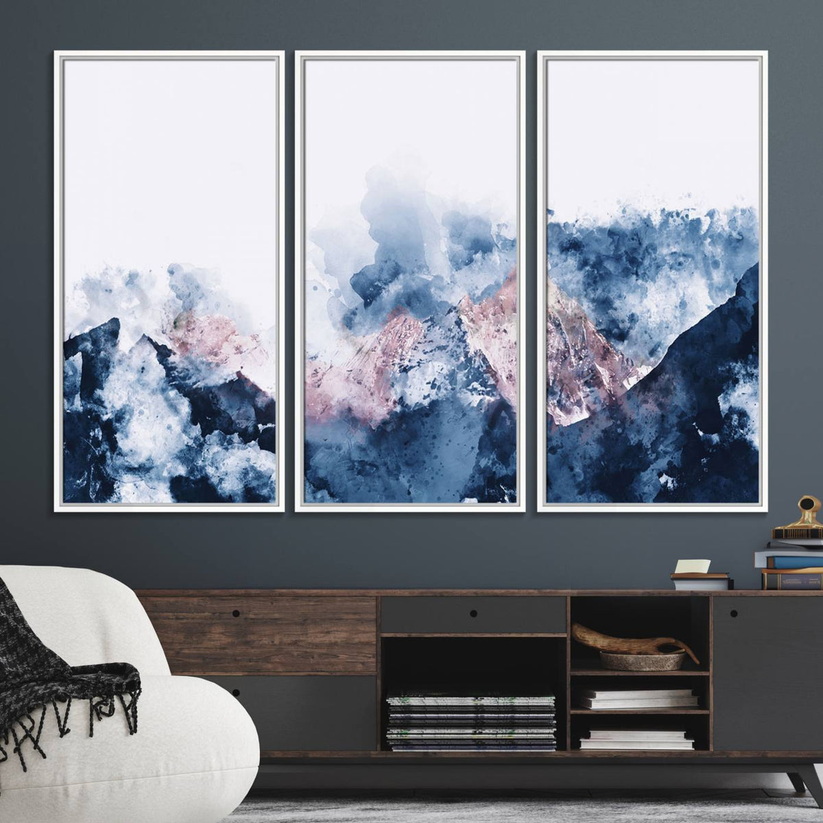 Abstract Watercolor Mountain Landscape Art Canvas Print