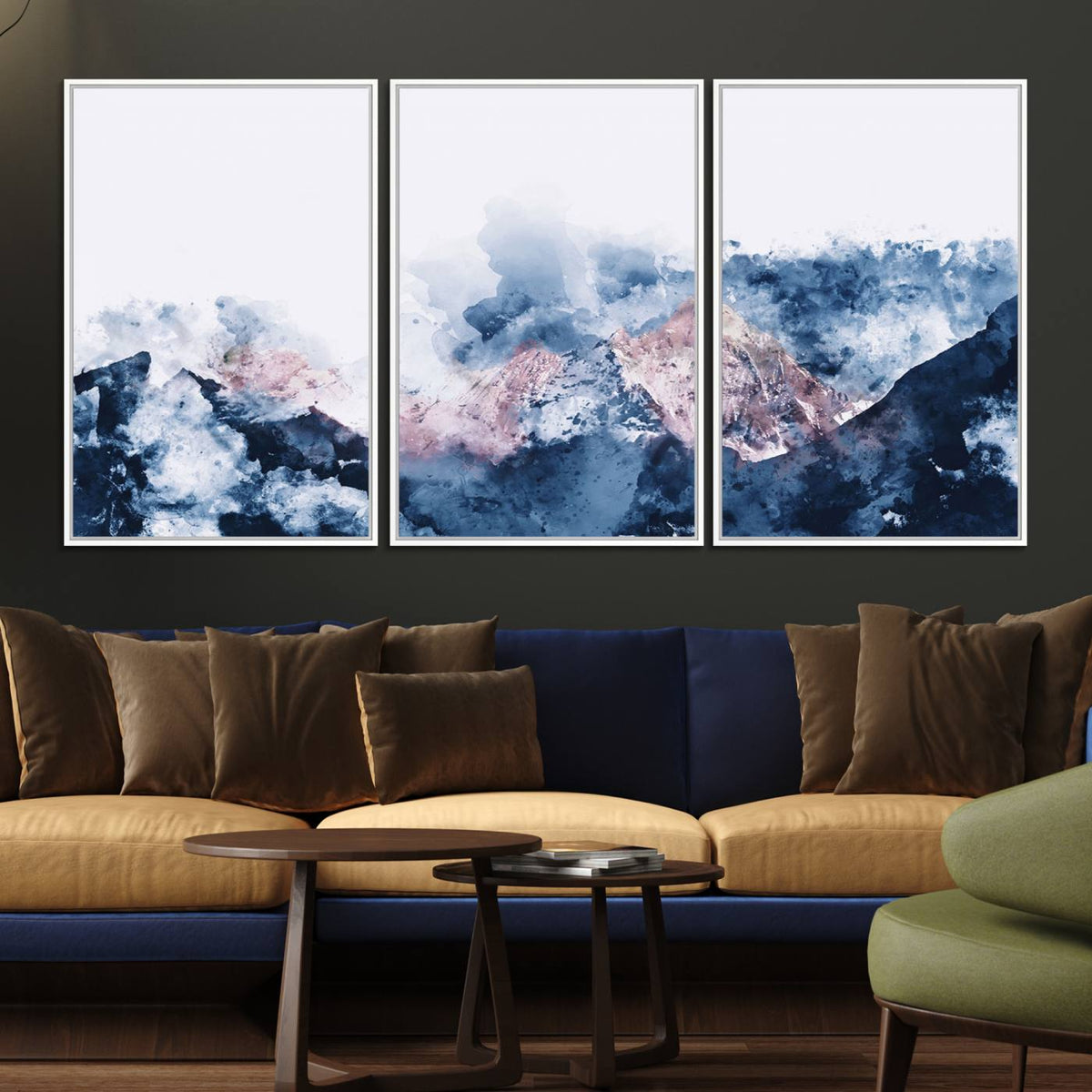 Abstract Watercolor Mountain Landscape Art Canvas Print