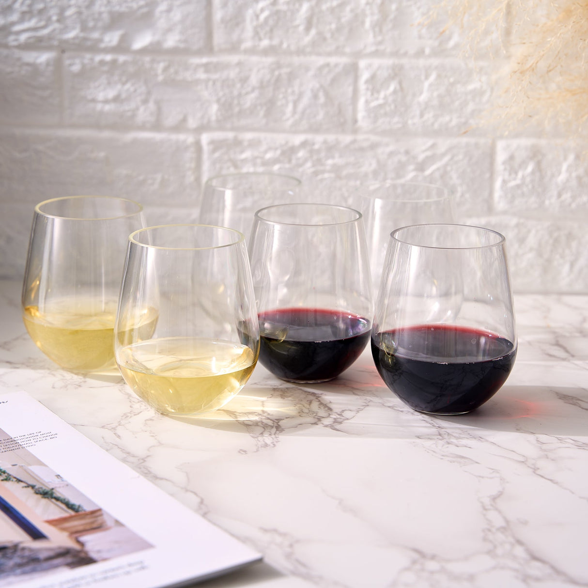 Barcelona Acrylic Stemless Wine Glassware, Set of 6