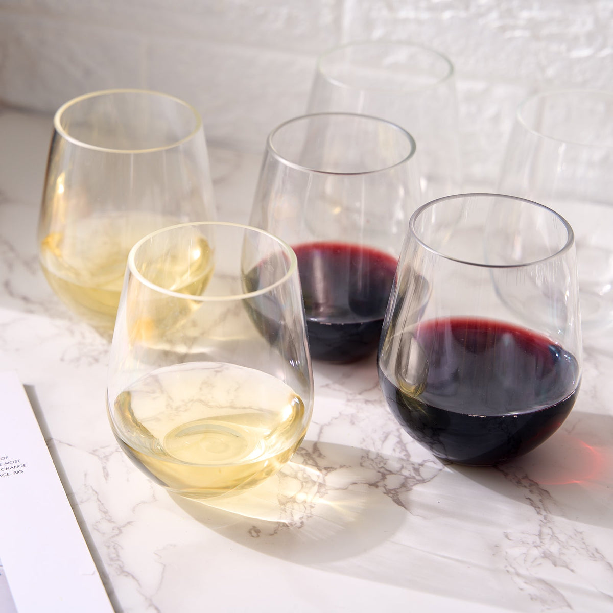Barcelona Acrylic Stemless Wine Glassware, Set of 6