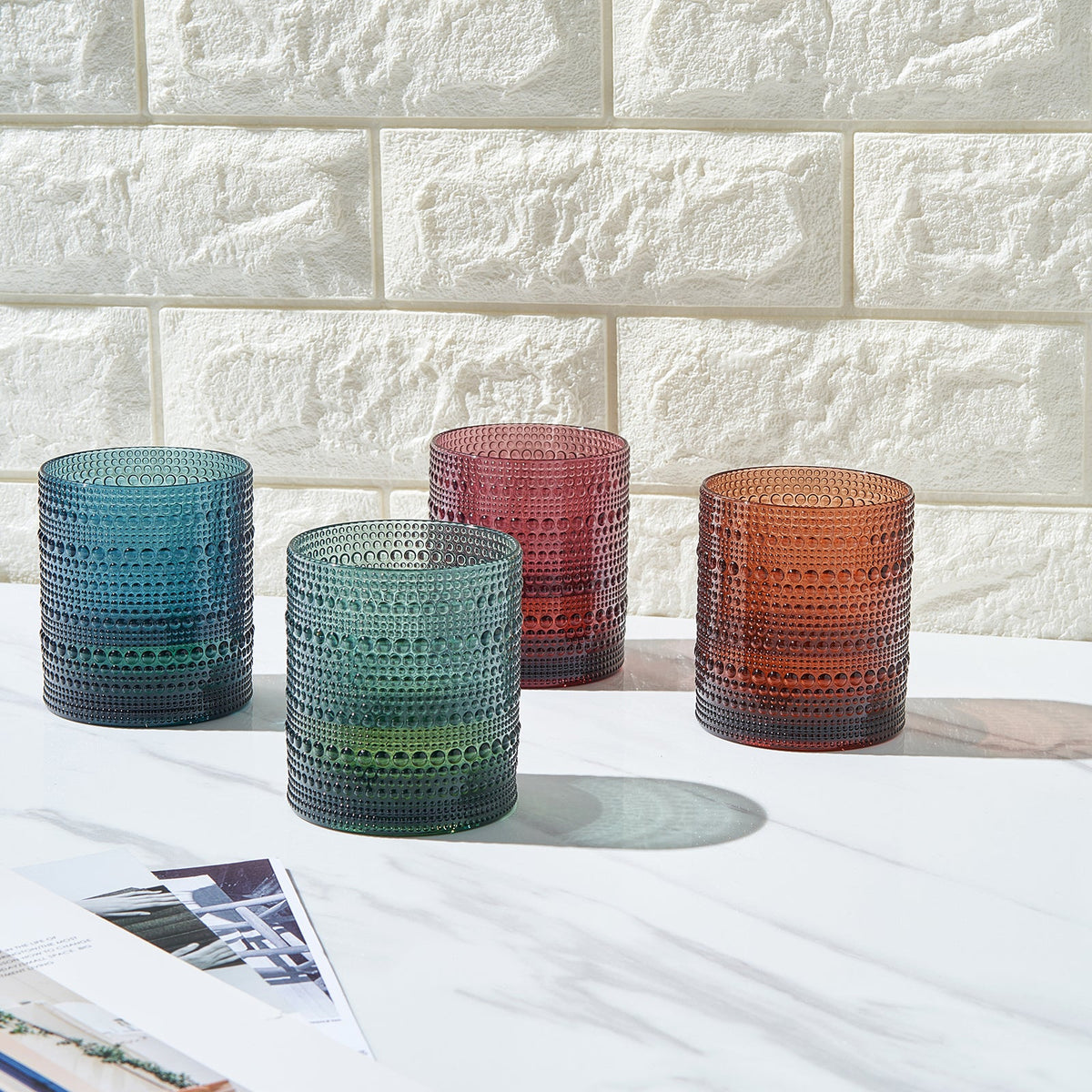 Eze Acrylic Hobnail Lowball Glassware, Set of 4