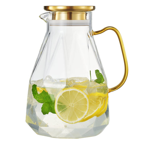 Classica-Pitcher-Glassware-with-a-Gold-Lid-&-Handle-Pitcher