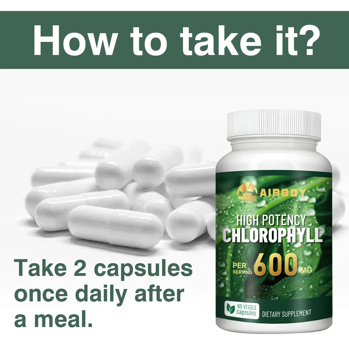 Chlorophyll Supplement 600mg - 60 Capsules