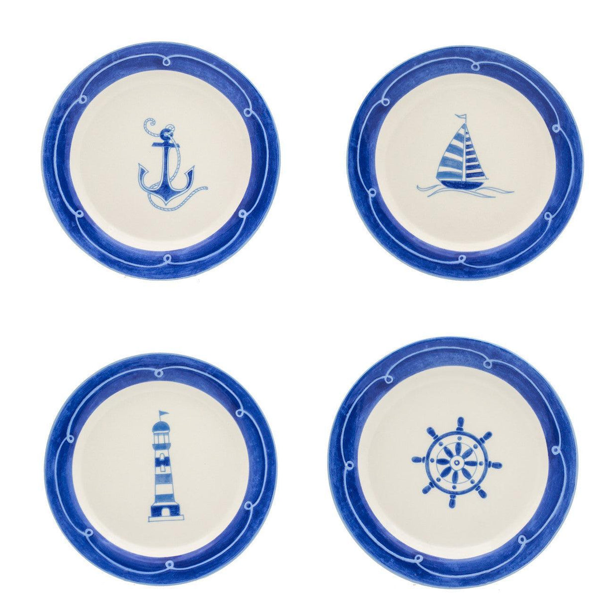 Ahoy Assorted Salad Plates, Set of 4 - Euro Ceramica