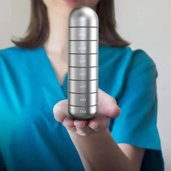 Waterproof Aluminum Pill Organizer 7 Day Travel Pill Box Case