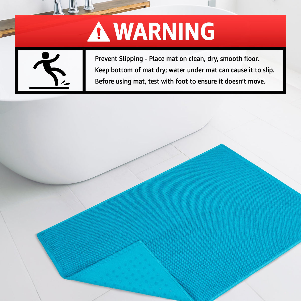 American Soft Linen 100% Cotton Bath Mat Rugs, 20x34 inches with Silicone Backing, Soft Absorbent Grip-Enhanced Bath Mats for Bathroom - 35 Set Case Pack