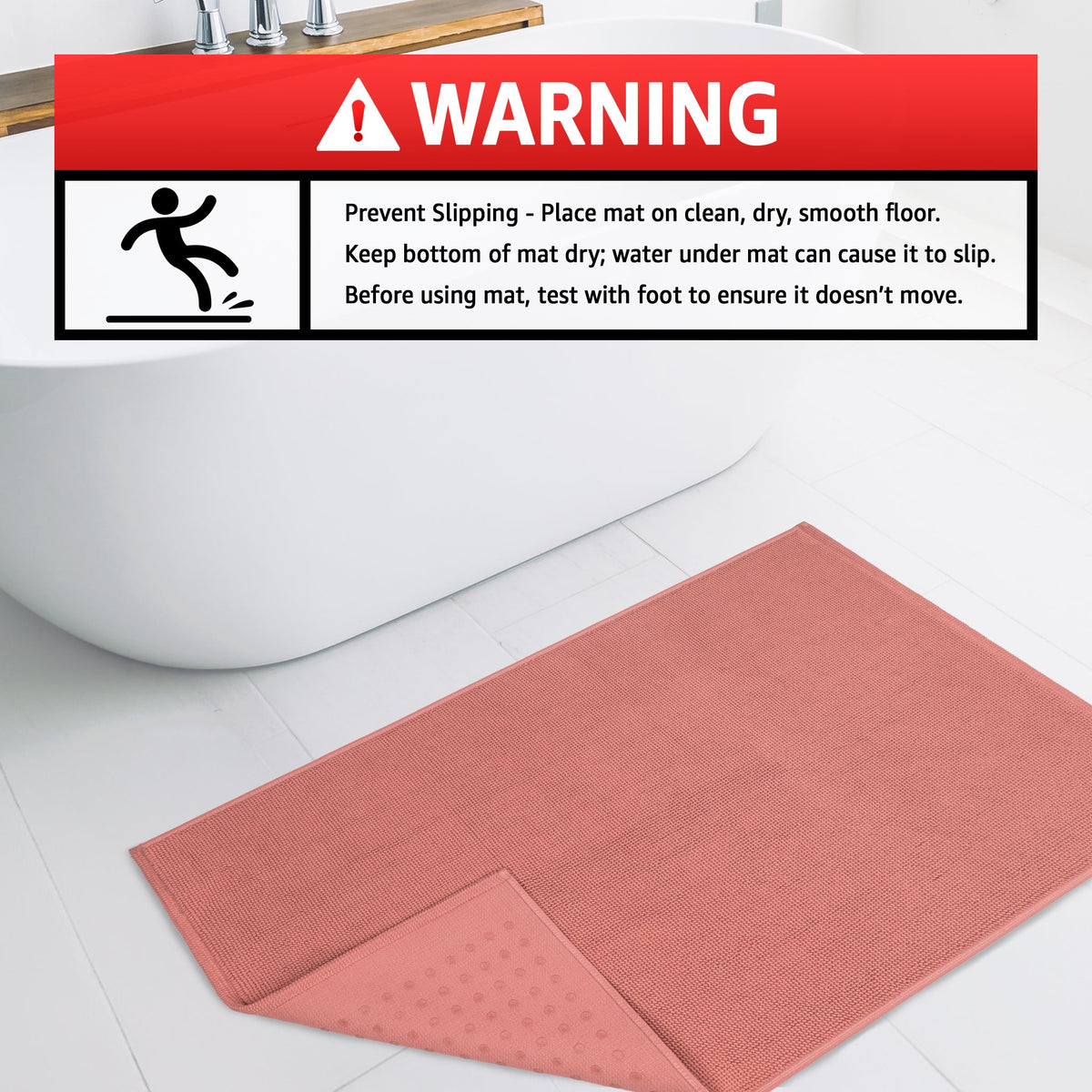 American Soft Linen 100% Cotton Bath Mat Rugs, 20x34 inches with Silicone Backing, Soft Absorbent Grip-Enhanced Bath Mats for Bathroom - 35 Set Case Pack