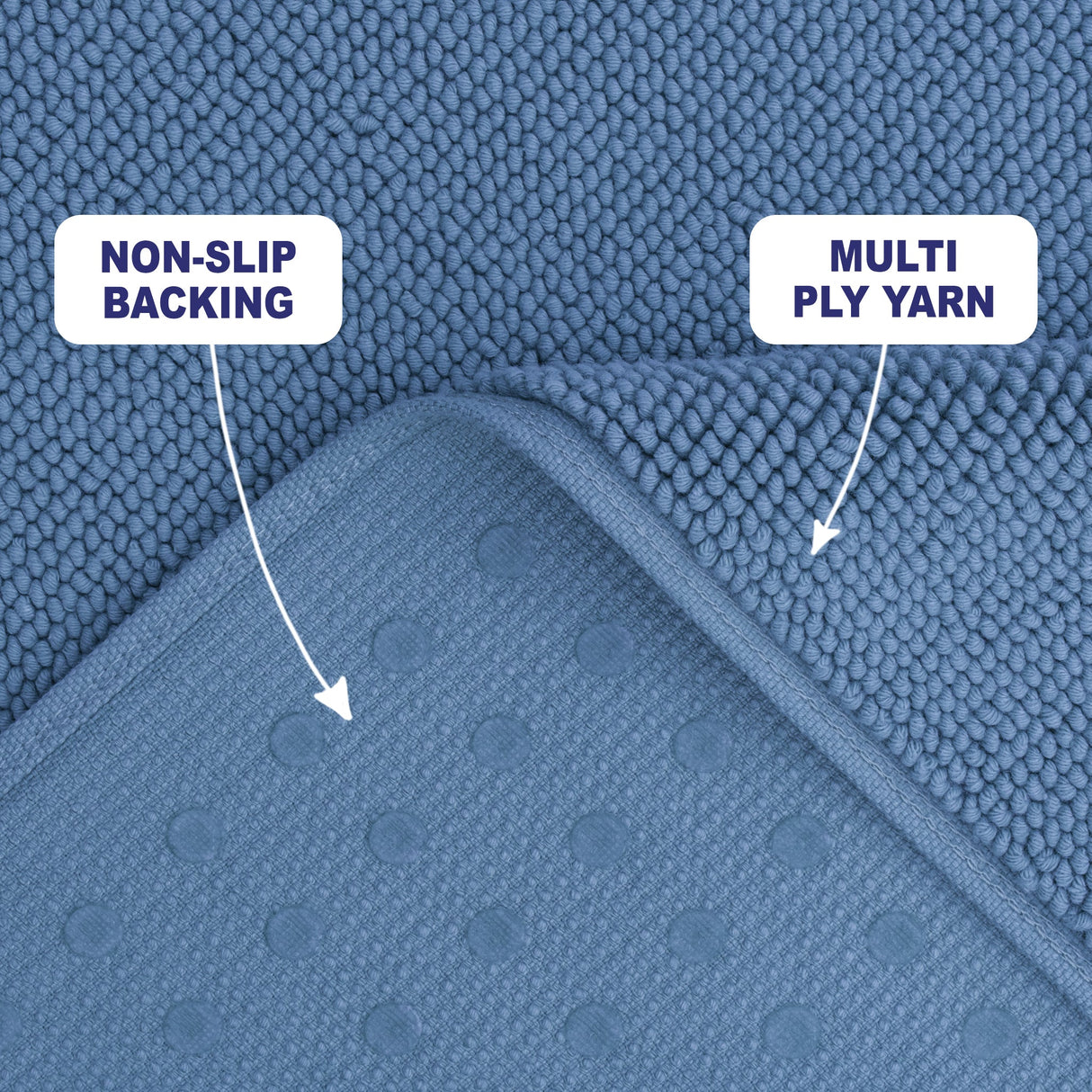 American Soft Linen 100% Cotton Bath Mat Rugs, 20x34 inches with Silicone Backing, Soft Absorbent Grip-Enhanced Bath Mats for Bathroom