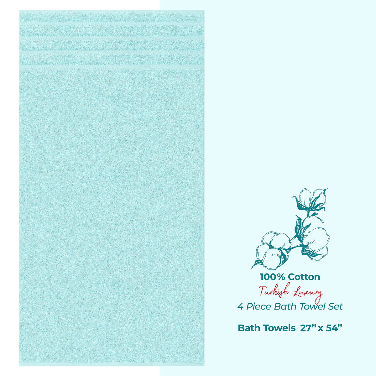 American Soft Linen 100% Cotton Turkish Towels for Bathroom, 4 Pack Bath Towel Set, Super Soft, Extra Large Bath Towels