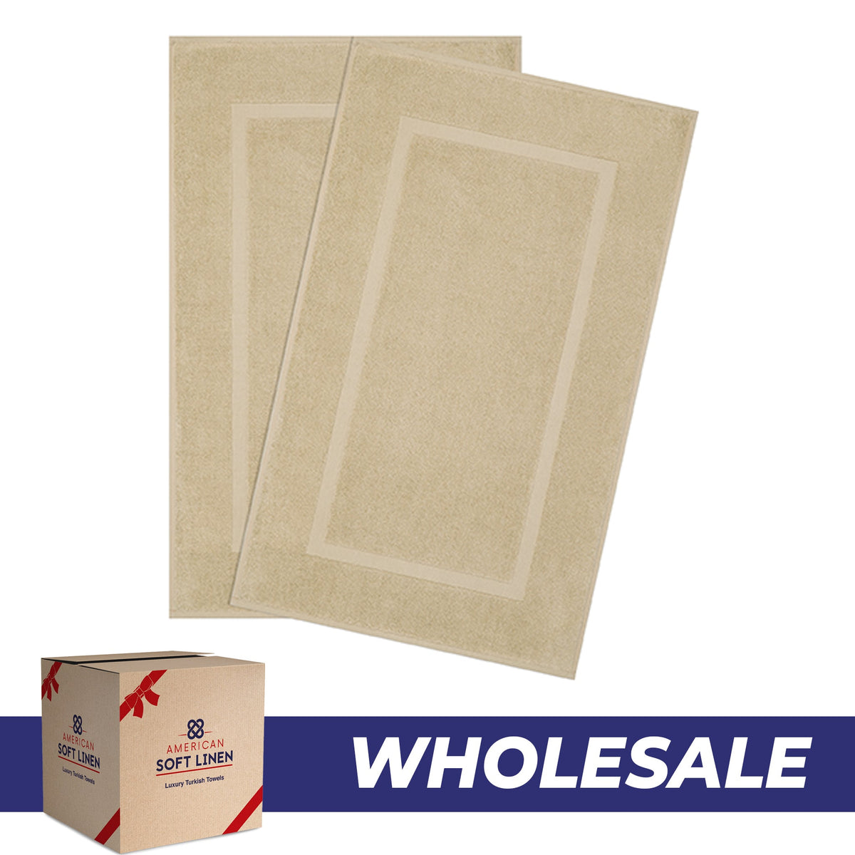 American Soft Linen Bekos 100% Cotton Bath Mat Set, 2 Piece 20x34 inches Wholesale Bath Rugs for Bathroom