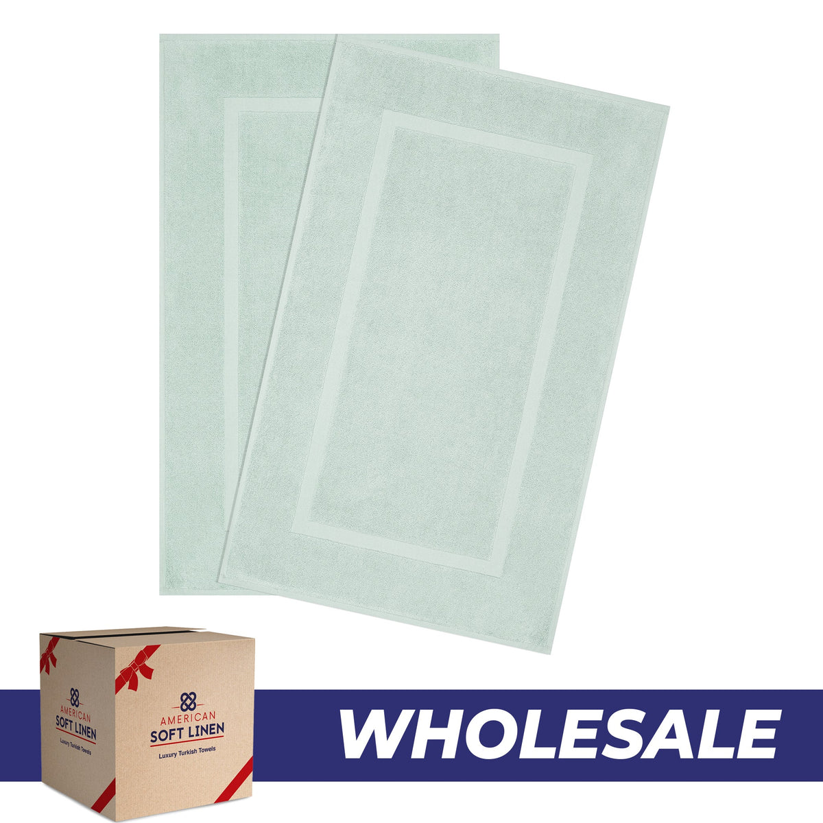 American Soft Linen Bekos 100% Cotton Bath Mat Set, 2 Piece 20x34 inches Wholesale Bath Rugs for Bathroom
