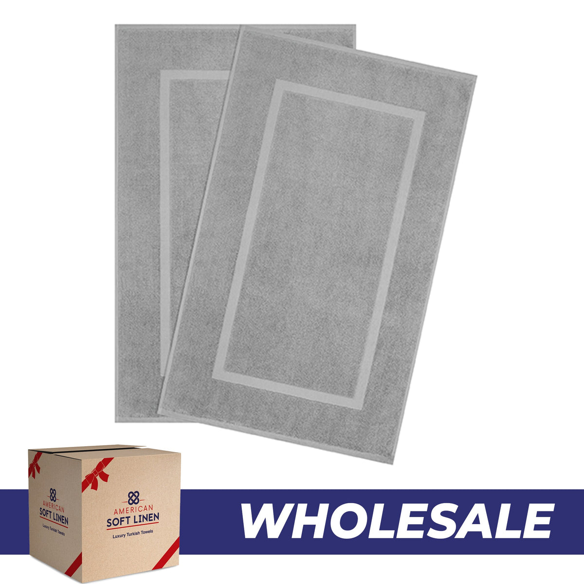 American Soft Linen Bekos 100% Cotton Bath Mat Set, 2 Piece 20x34 inches Wholesale Bath Rugs for Bathroom