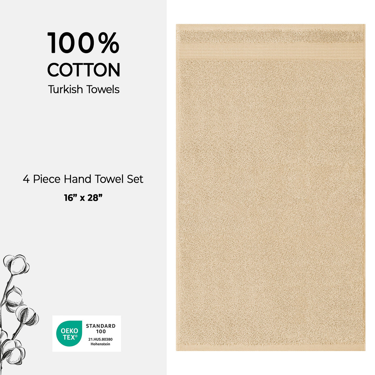 American Soft Linen Bekos 100% Cotton Turkish 4-Piece Hand Towel Sets, Wholesale Luxury Hand Towels