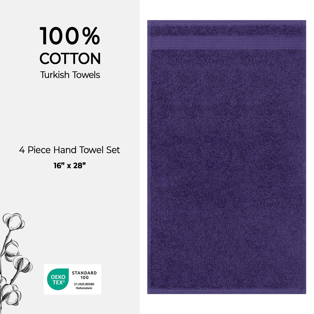American Soft Linen Bekos 100% Cotton Turkish 4-Piece Hand Towel Sets, Wholesale Luxury Hand Towels