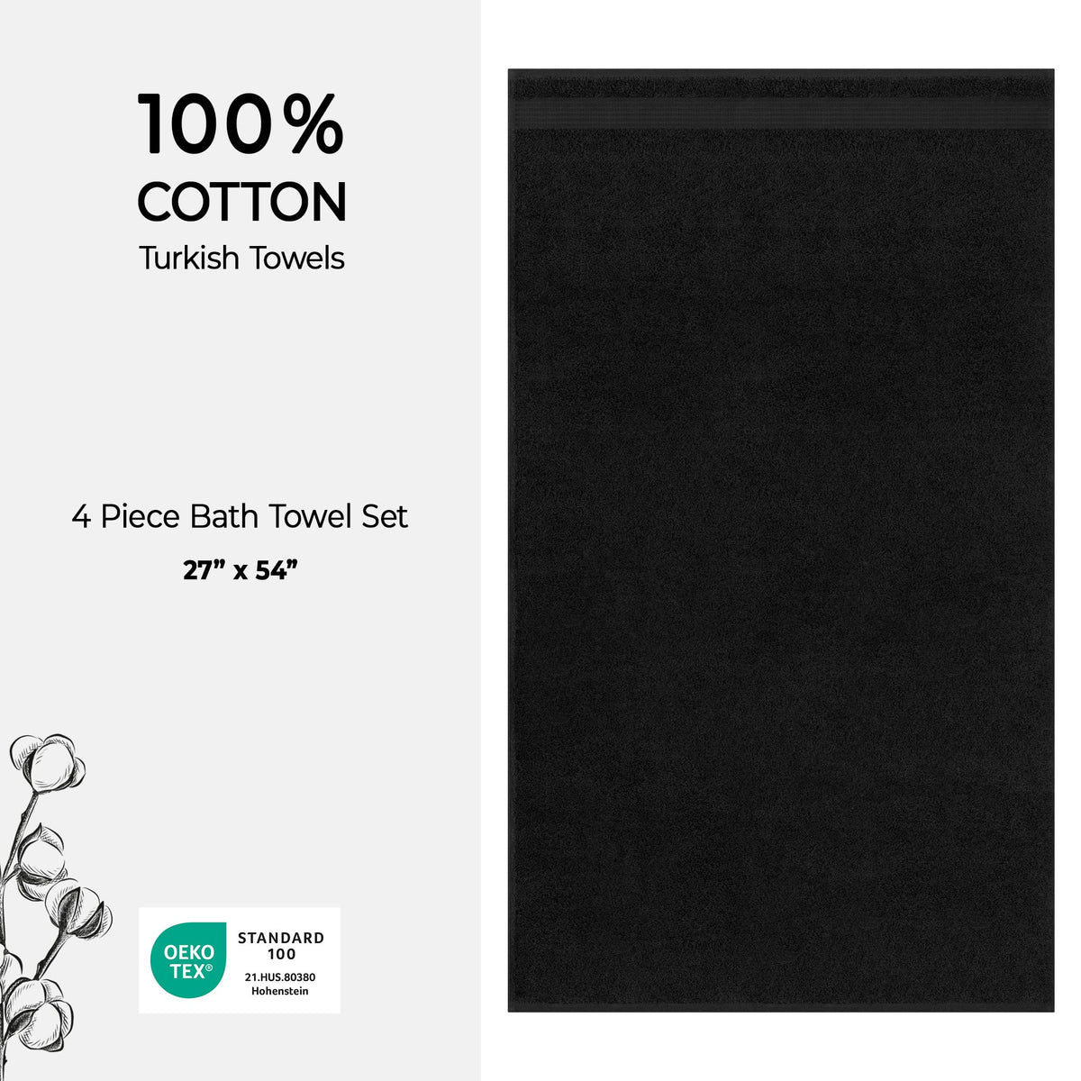 American Soft Linen Bekos 100% Cotton Turkish 4-Piece Bath Towel Sets, Wholesale Luxury Bath Towels