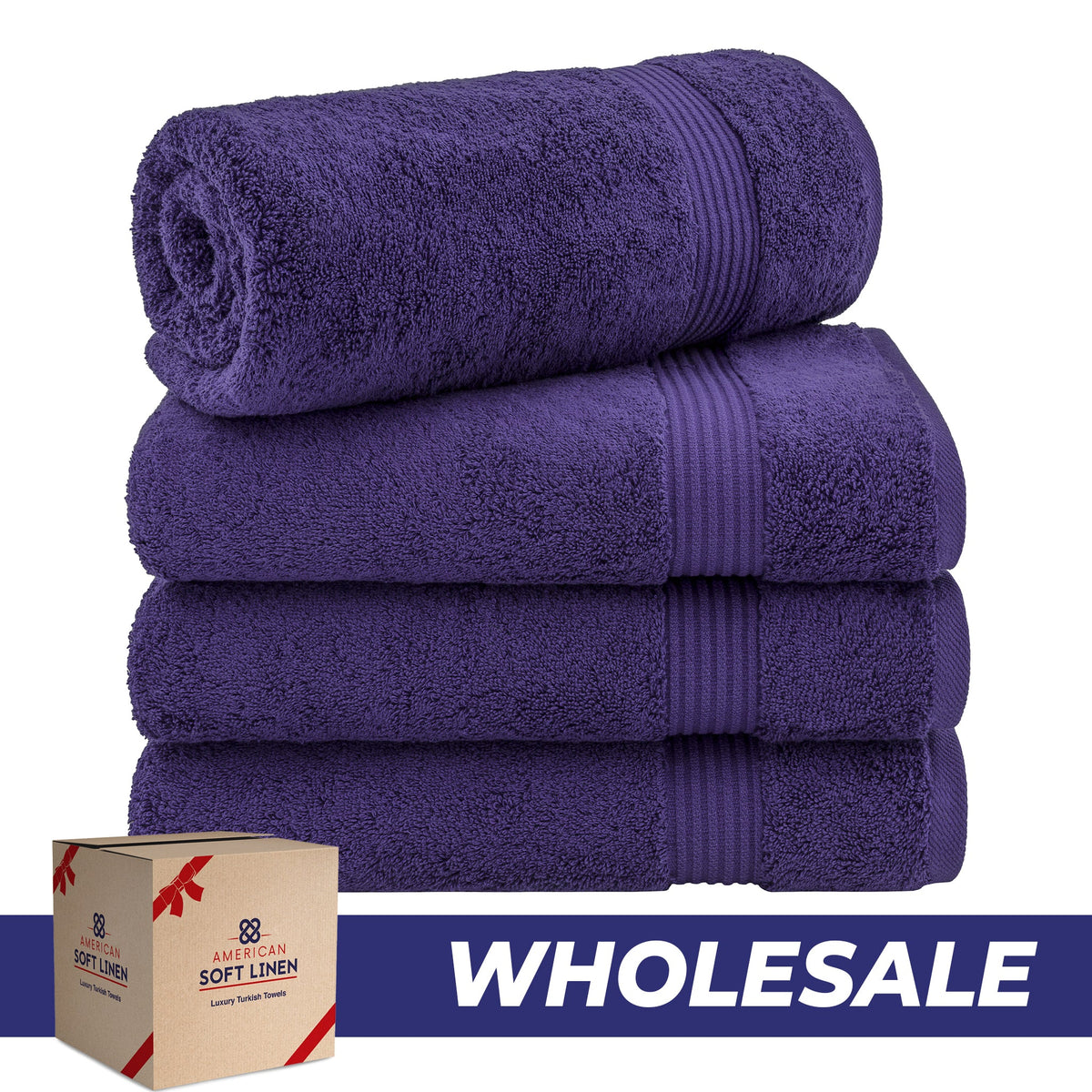 American Soft Linen Bekos 100% Cotton Turkish 4-Piece Bath Towel Sets, Wholesale Luxury Bath Towels
