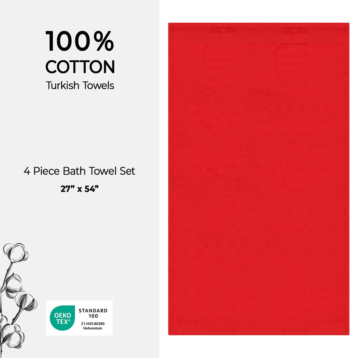 American Soft Linen Bekos 100% Cotton Turkish 4-Piece Bath Towel Sets, Wholesale Luxury Bath Towels