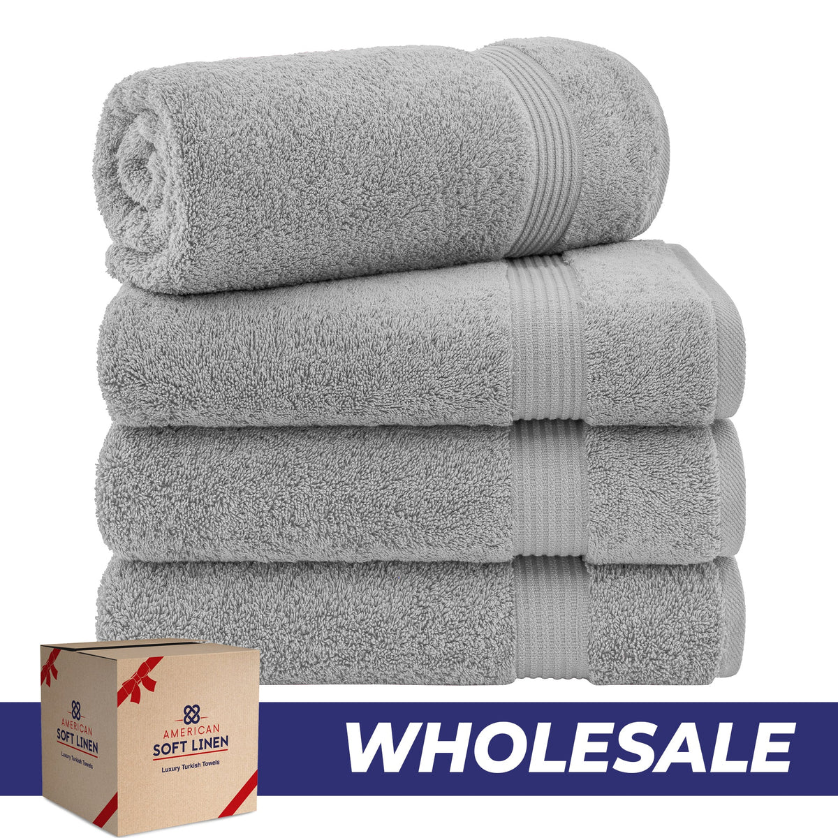 American Soft Linen Bekos 100% Cotton Turkish 4-Piece Bath Towel Sets, Wholesale Luxury Bath Towels