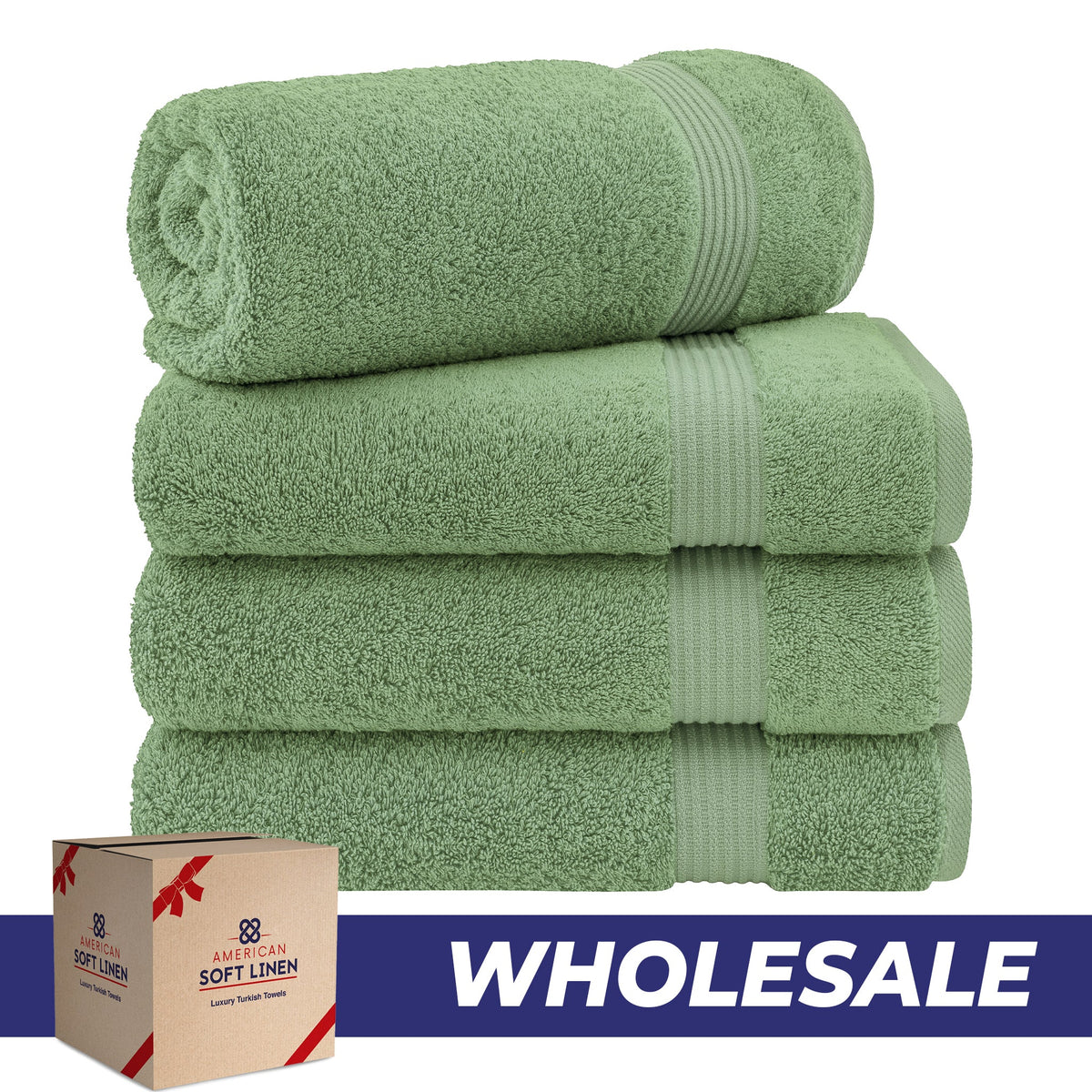 American Soft Linen Bekos 100% Cotton Turkish 4-Piece Bath Towel Sets, Wholesale Luxury Bath Towels