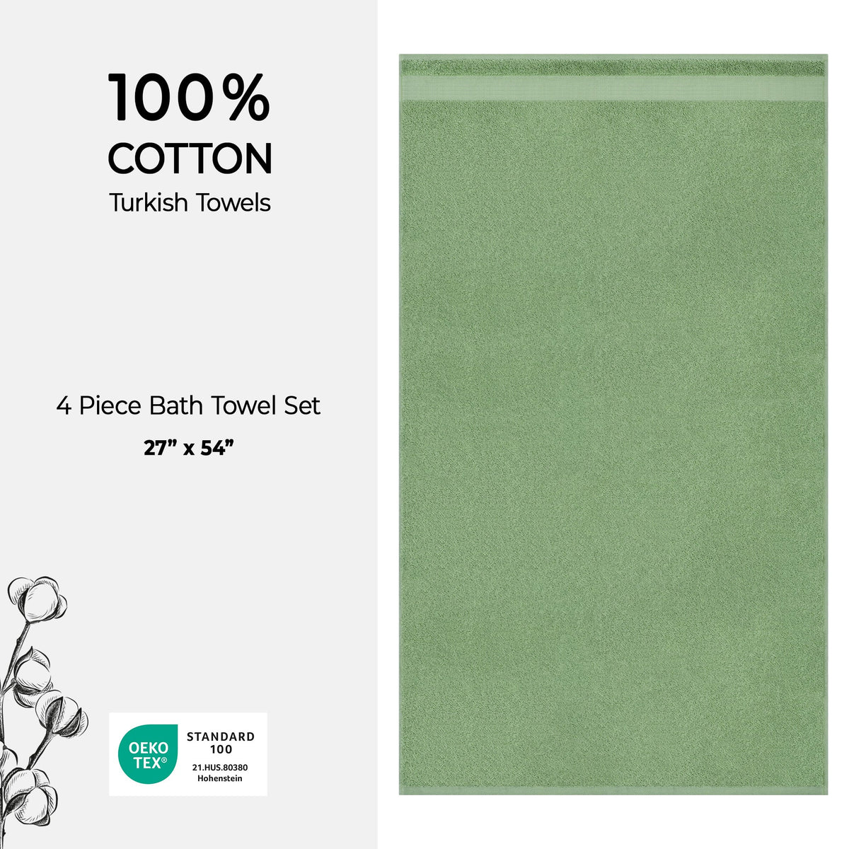 American Soft Linen Bekos 100% Cotton Turkish 4-Piece Bath Towel Sets, Wholesale Luxury Bath Towels
