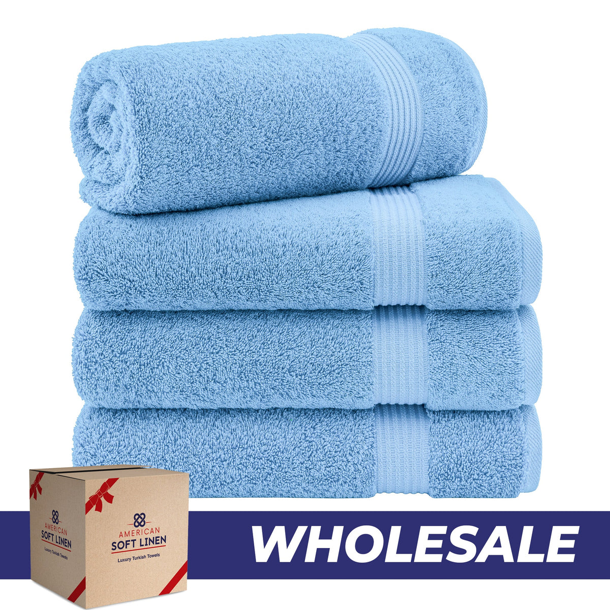 American Soft Linen Bekos 100% Cotton Turkish 4-Piece Bath Towel Sets, Wholesale Luxury Bath Towels