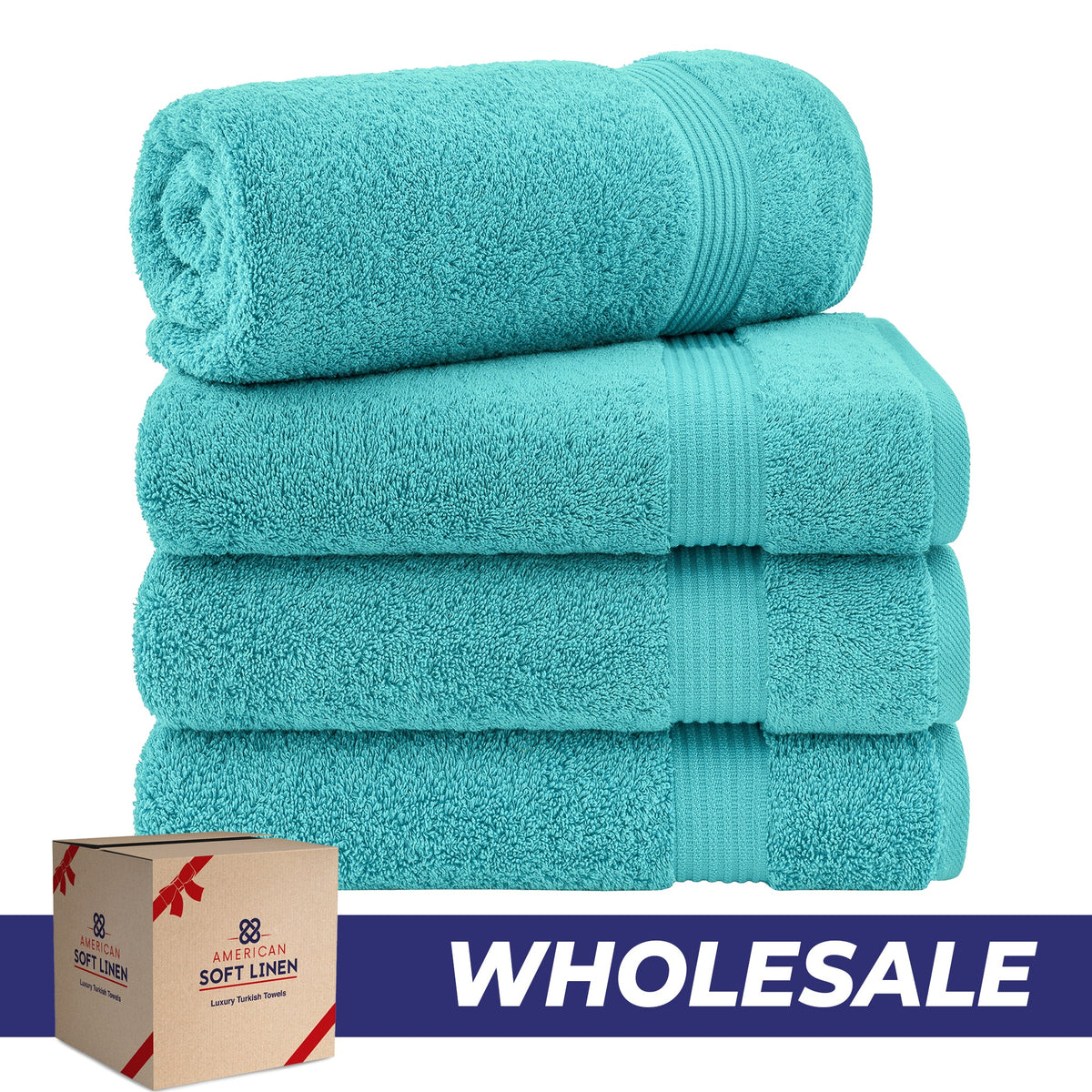 American Soft Linen Bekos 100% Cotton Turkish 4-Piece Bath Towel Sets, Wholesale Luxury Bath Towels