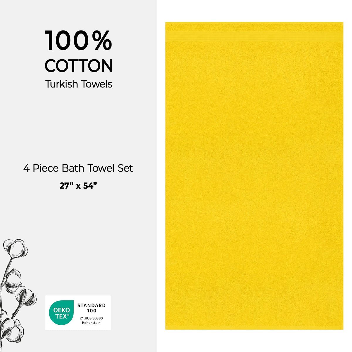 American Soft Linen Bekos 100% Cotton Turkish 4-Piece Bath Towel Sets, Wholesale Luxury Bath Towels
