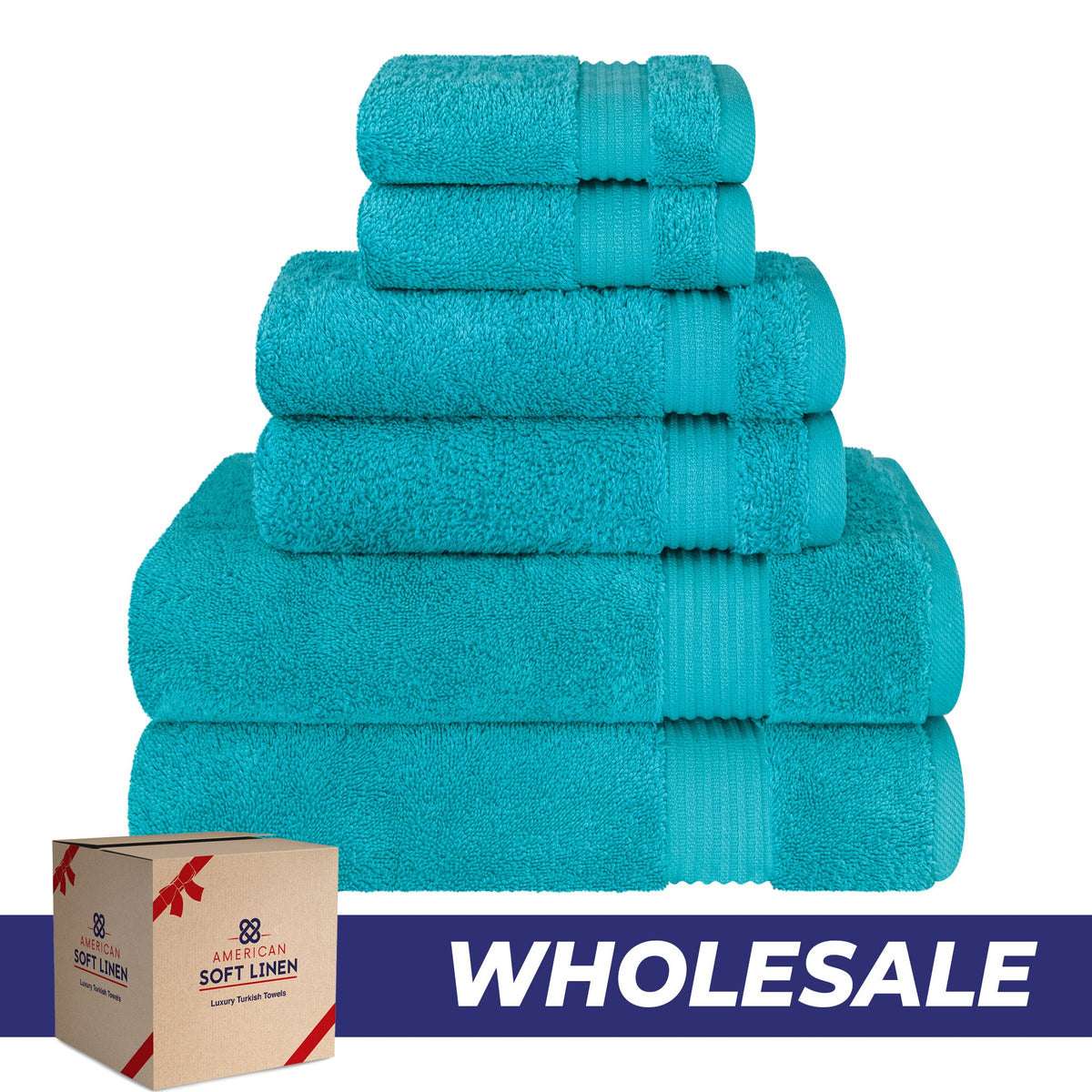 American Soft Linen Bekos 100% Cotton 6-Piece Turkish Bath Towel Sets, Wholesale Luxury Bath Towels
