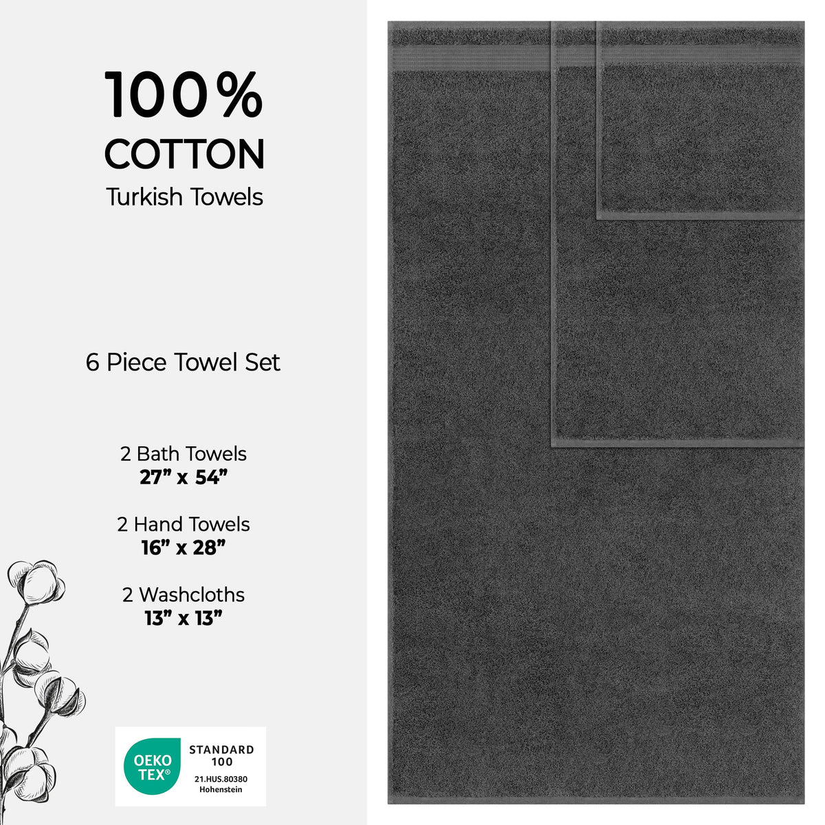 American Soft Linen Bekos 100% Cotton 6-Piece Turkish Bath Towel Sets, Wholesale Luxury Bath Towels