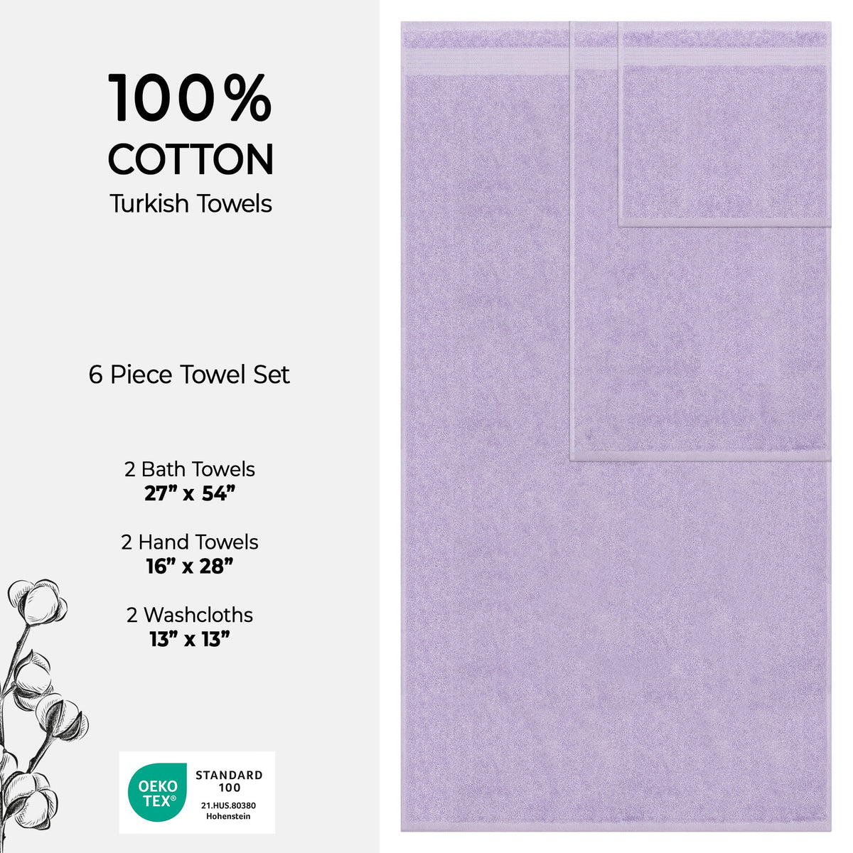 American Soft Linen Bekos 100% Cotton 6-Piece Turkish Bath Towel Sets, Wholesale Luxury Bath Towels