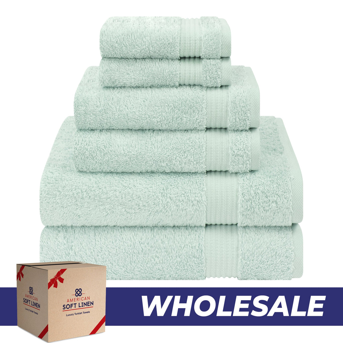 American Soft Linen Bekos 100% Cotton 6-Piece Turkish Bath Towel Sets, Wholesale Luxury Bath Towels