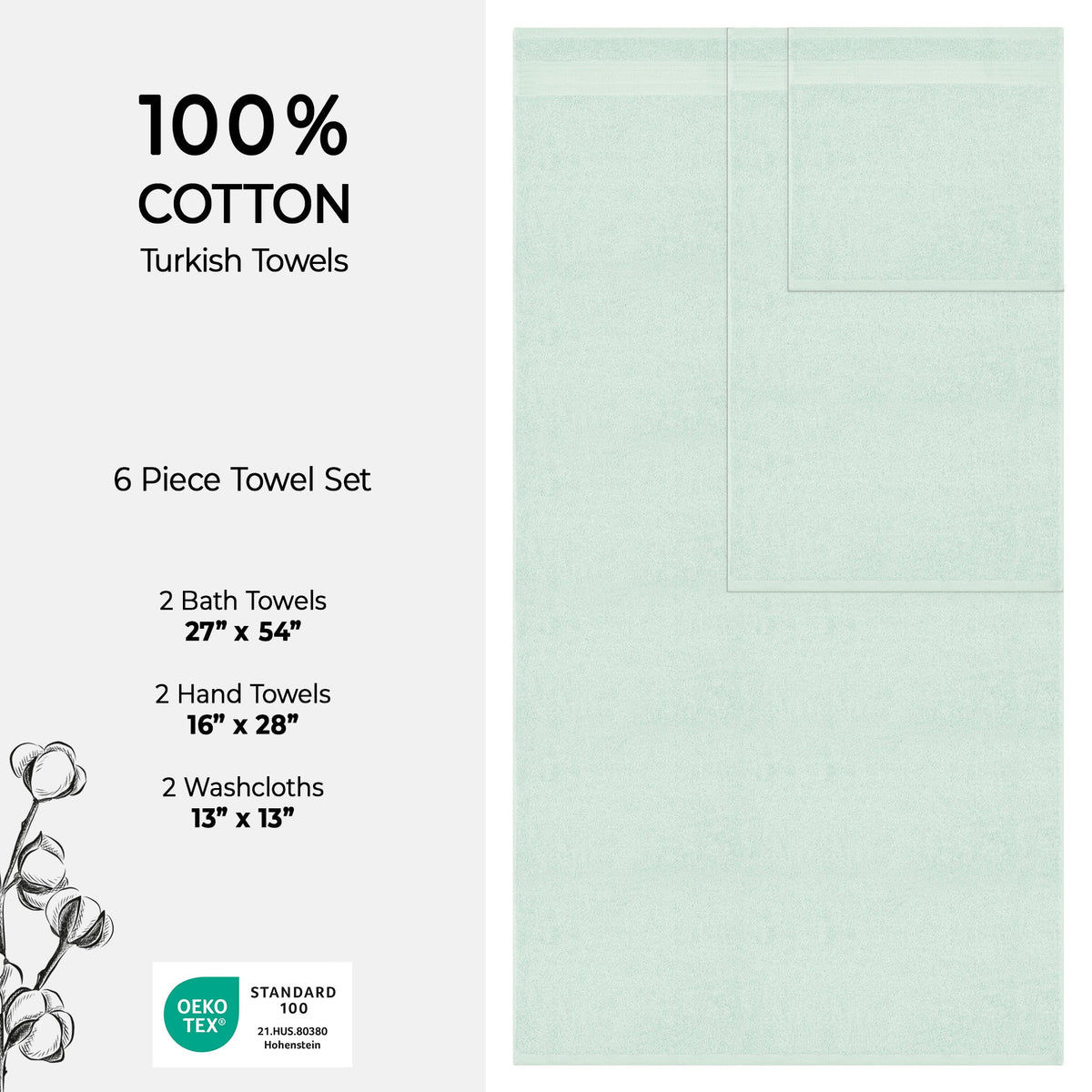 American Soft Linen Bekos 100% Cotton 6-Piece Turkish Bath Towel Sets, Wholesale Luxury Bath Towels
