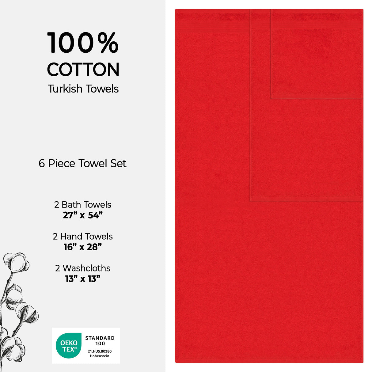 American Soft Linen Bekos 100% Cotton 6-Piece Turkish Bath Towel Sets, Wholesale Luxury Bath Towels