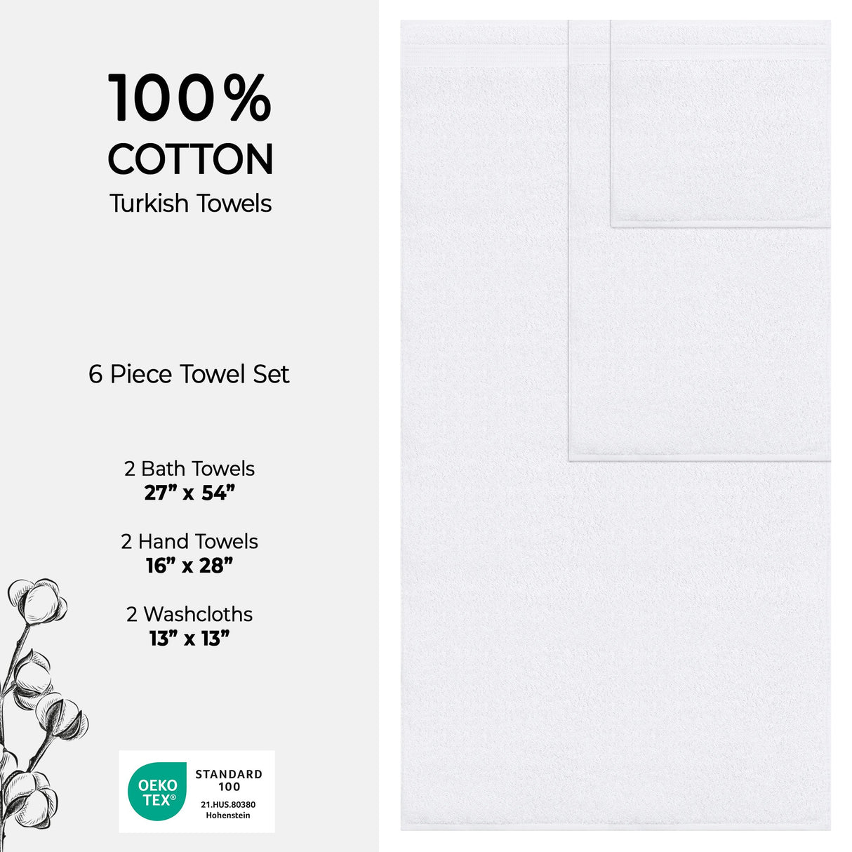 American Soft Linen Bekos 100% Cotton 6-Piece Turkish Bath Towel Sets, Wholesale Luxury Bath Towels