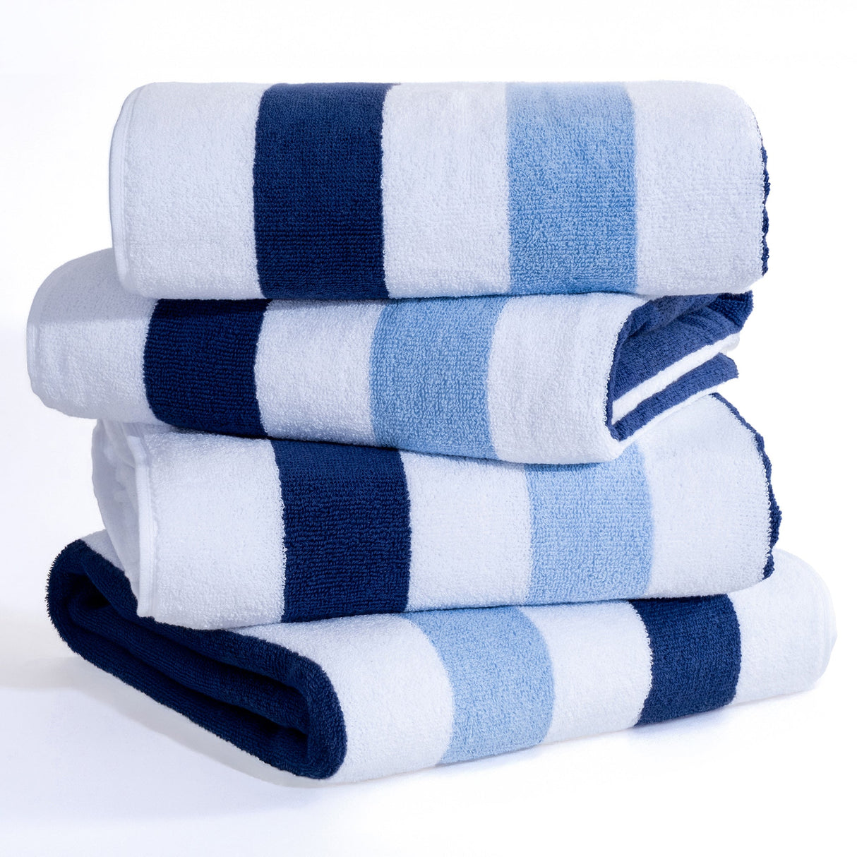 American Soft Linen, Premium Cotton 4 Pack Beach Towels, 30" x 60" Cabana Striped Pool Towels