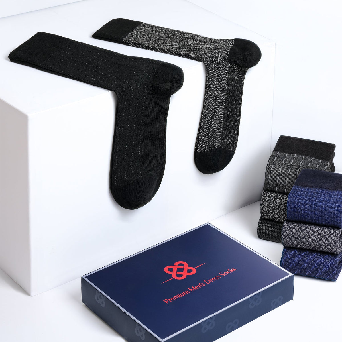 American Soft Linen Men’s Dress Socks – Premium Patterned Crew Socks in Gift Box Organizer