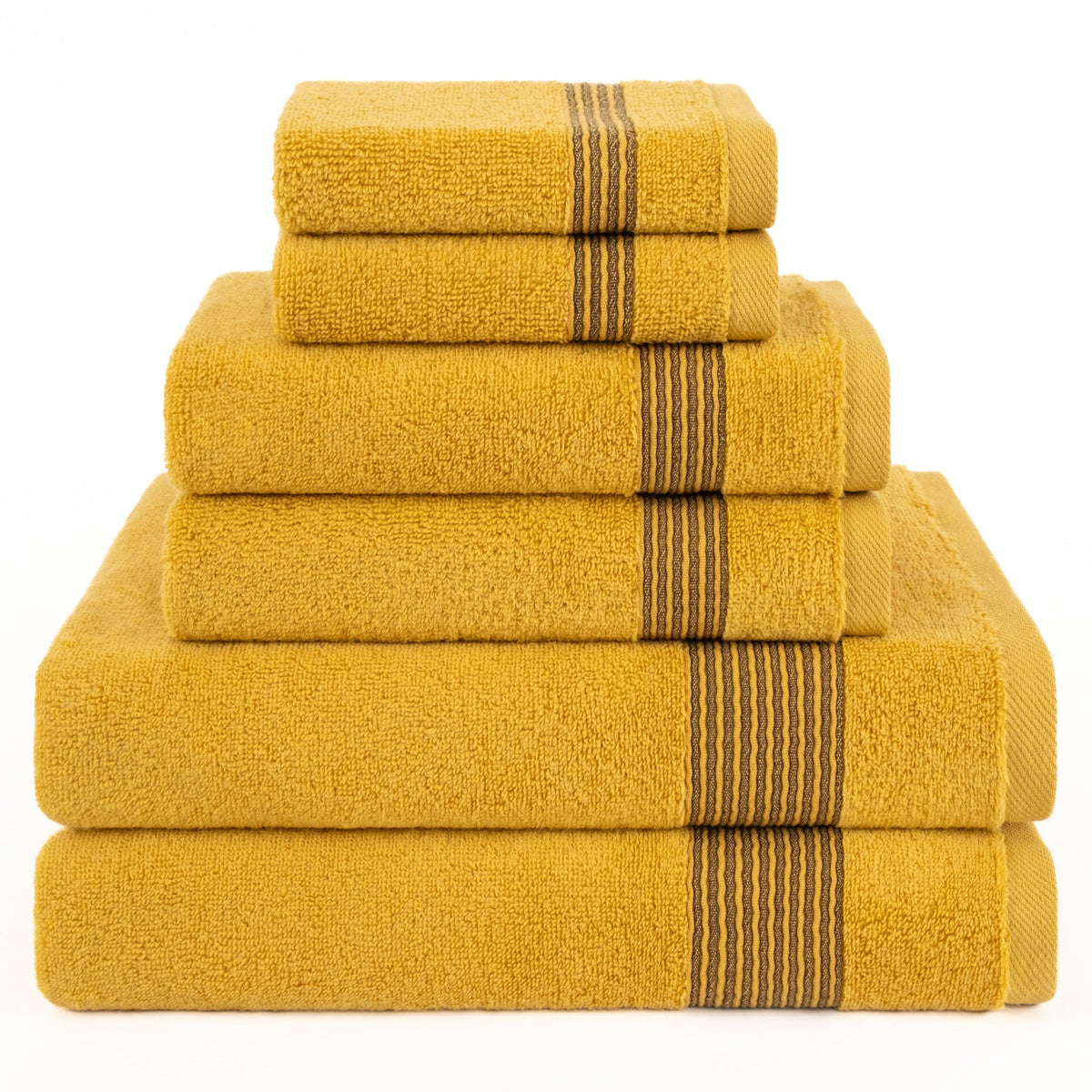 American Soft Linen Pleated Collection 100% Combed Cotton Luxury 6 Piece Towel Set, Zero Twist Ultra Soft and Plush 460 GSM Towels for Bathroom