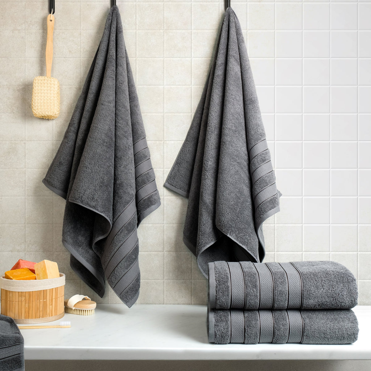 Salem 4 Piece 100% Cotton Luxury Turkish Bath Towel Sets