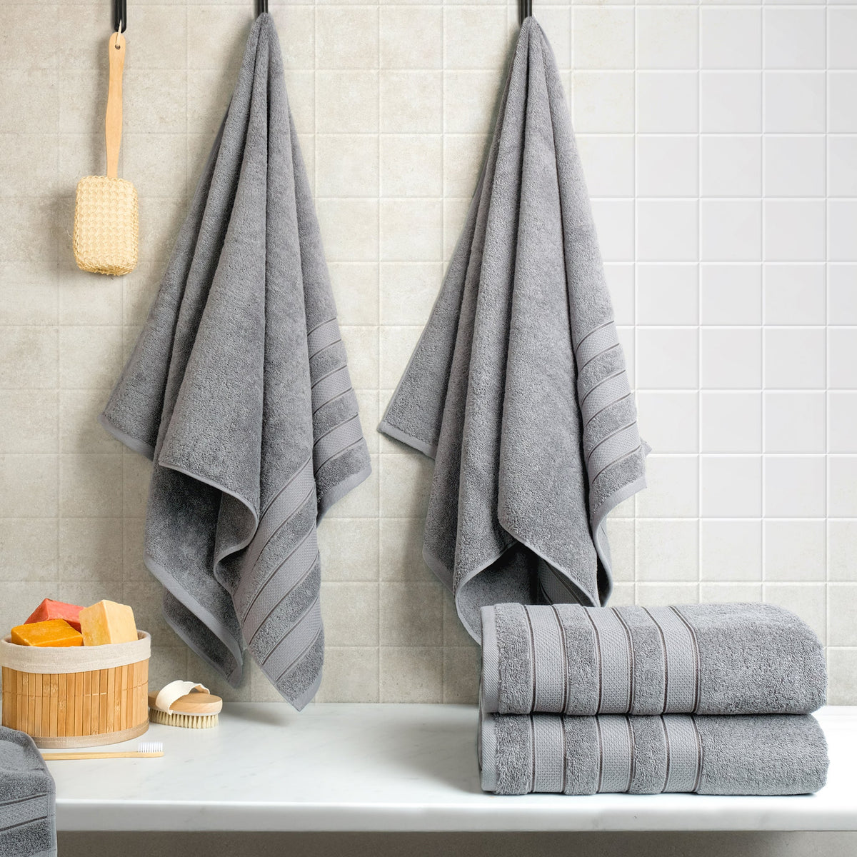 Salem 4 Piece 100% Cotton Luxury Turkish Bath Towel Sets