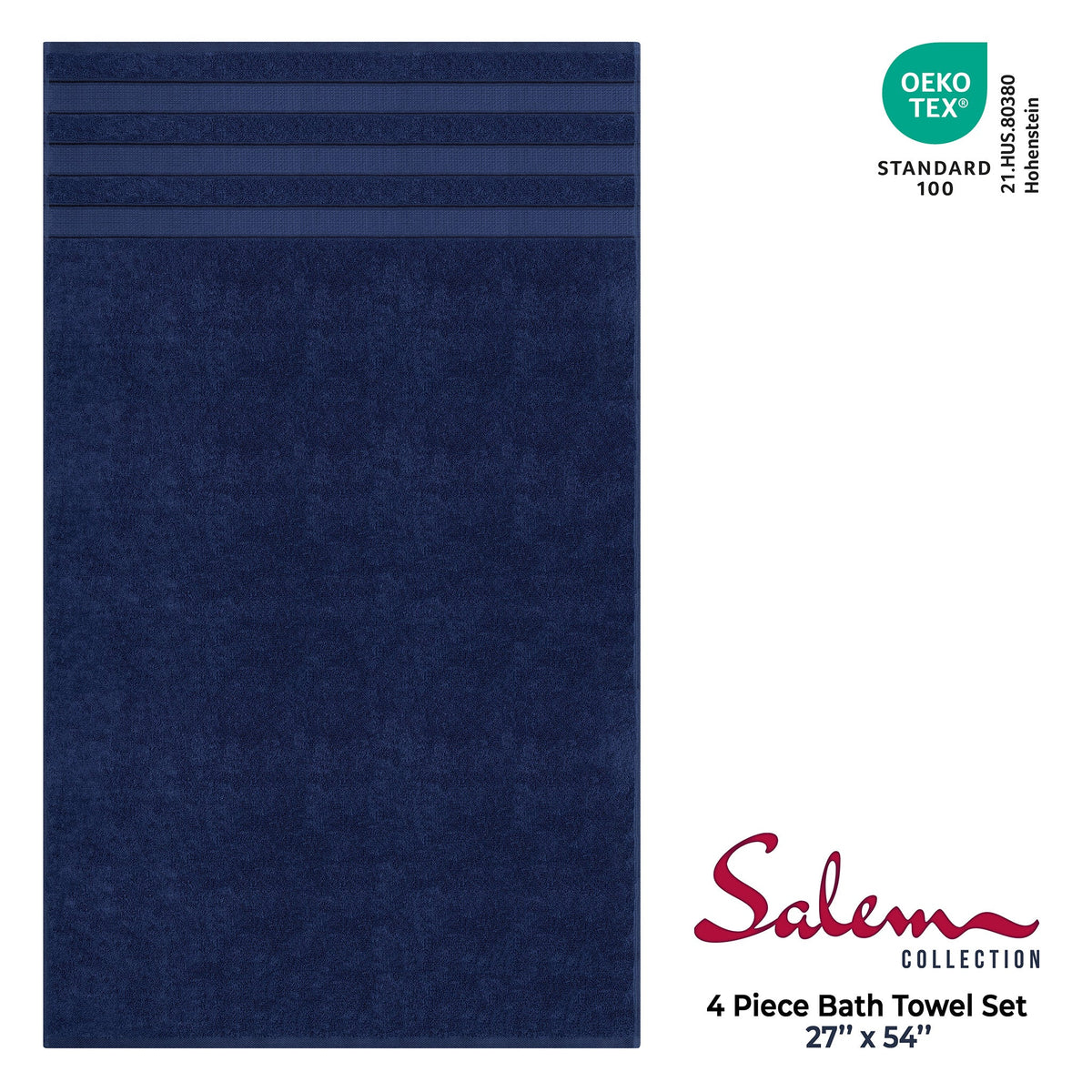 Salem 4 Piece 100% Cotton Luxury Turkish Bath Towel Sets